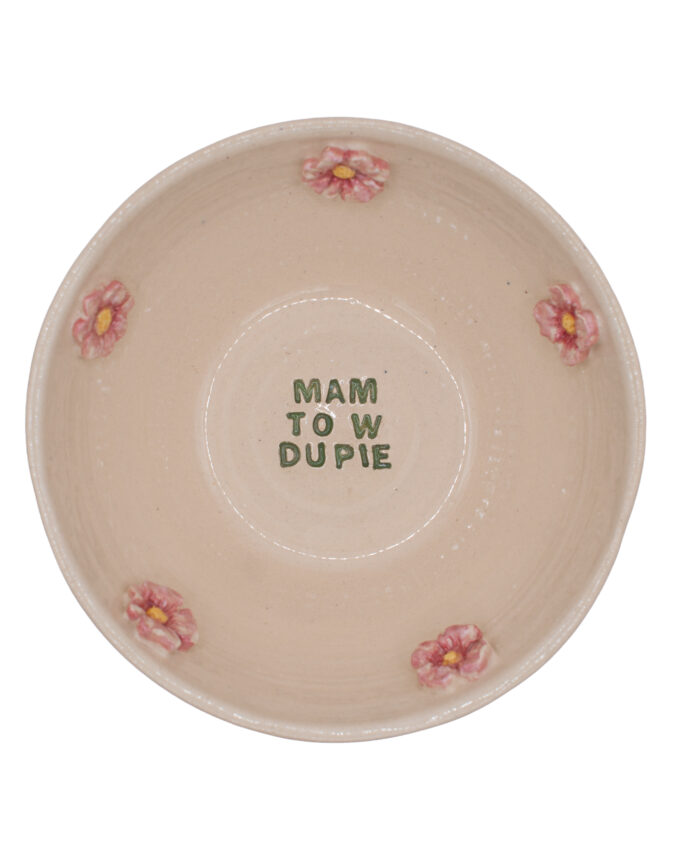 miska ceramiczna z napisem i kwiatkami 3D