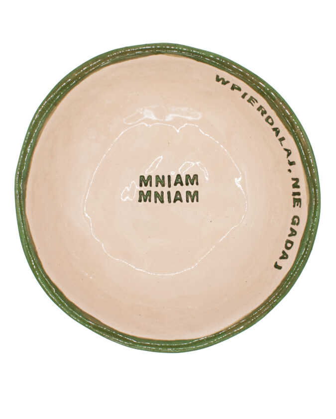 ceramiczna miska z napisem "mniam mniam"