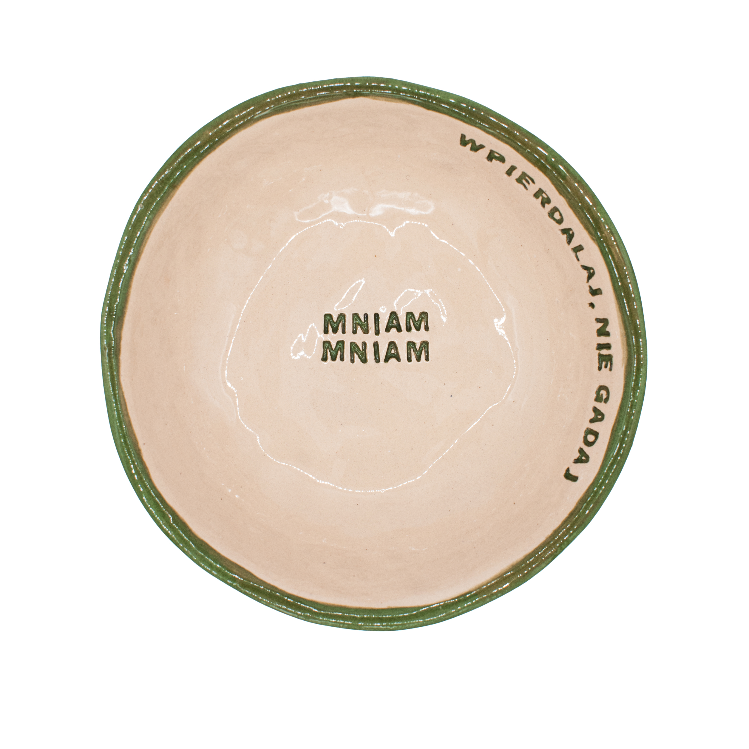 ceramiczna miska z napisem "mniam mniam"