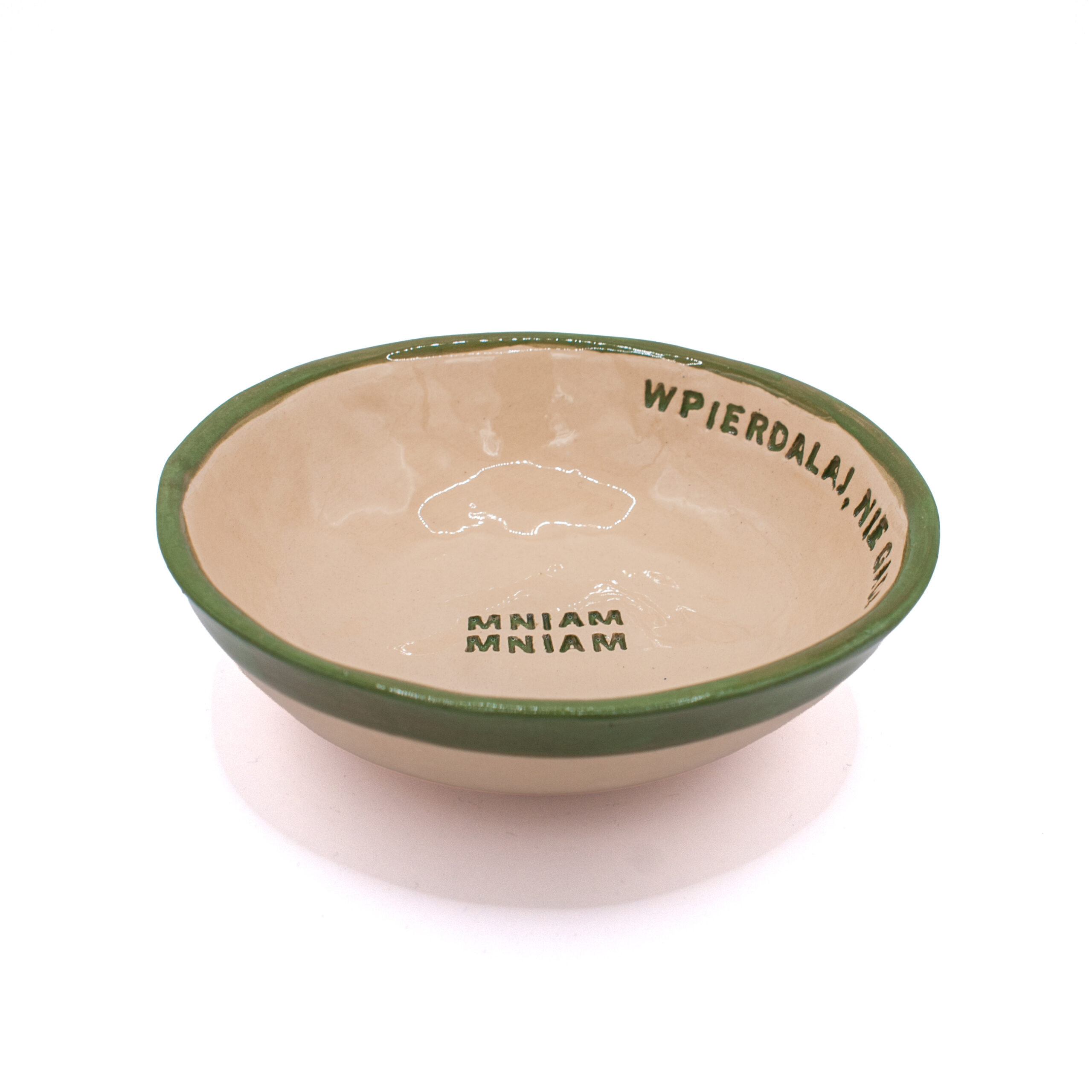ceramiczna miska z napisem mniam mniam